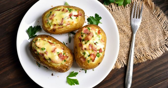 pomme de terre farcie a la cancoillotte persillée